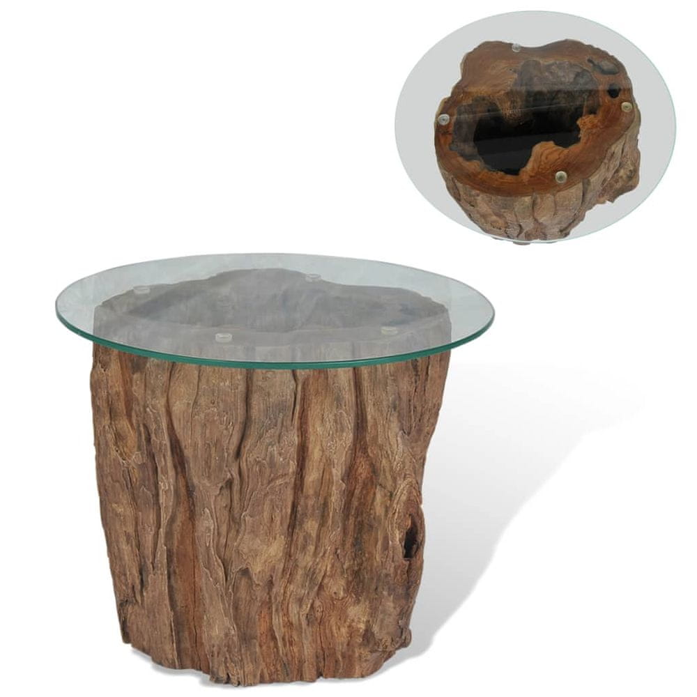 Petromila vidaXL Konferenčný stolík, teakové drevo a sklo, 50x40 cm